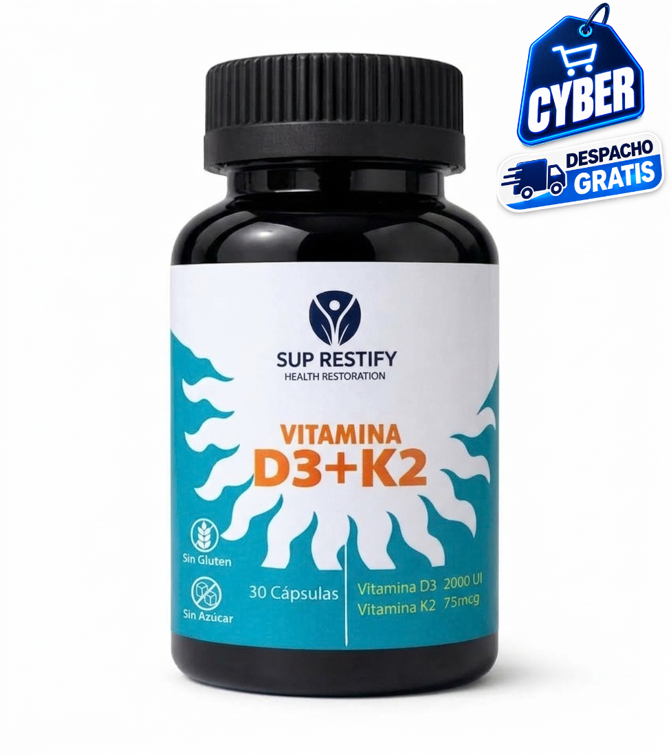 Vitamina D3 2.000 UI + K2 MK-7 · 75 mcg – 30 cápsulas softgel