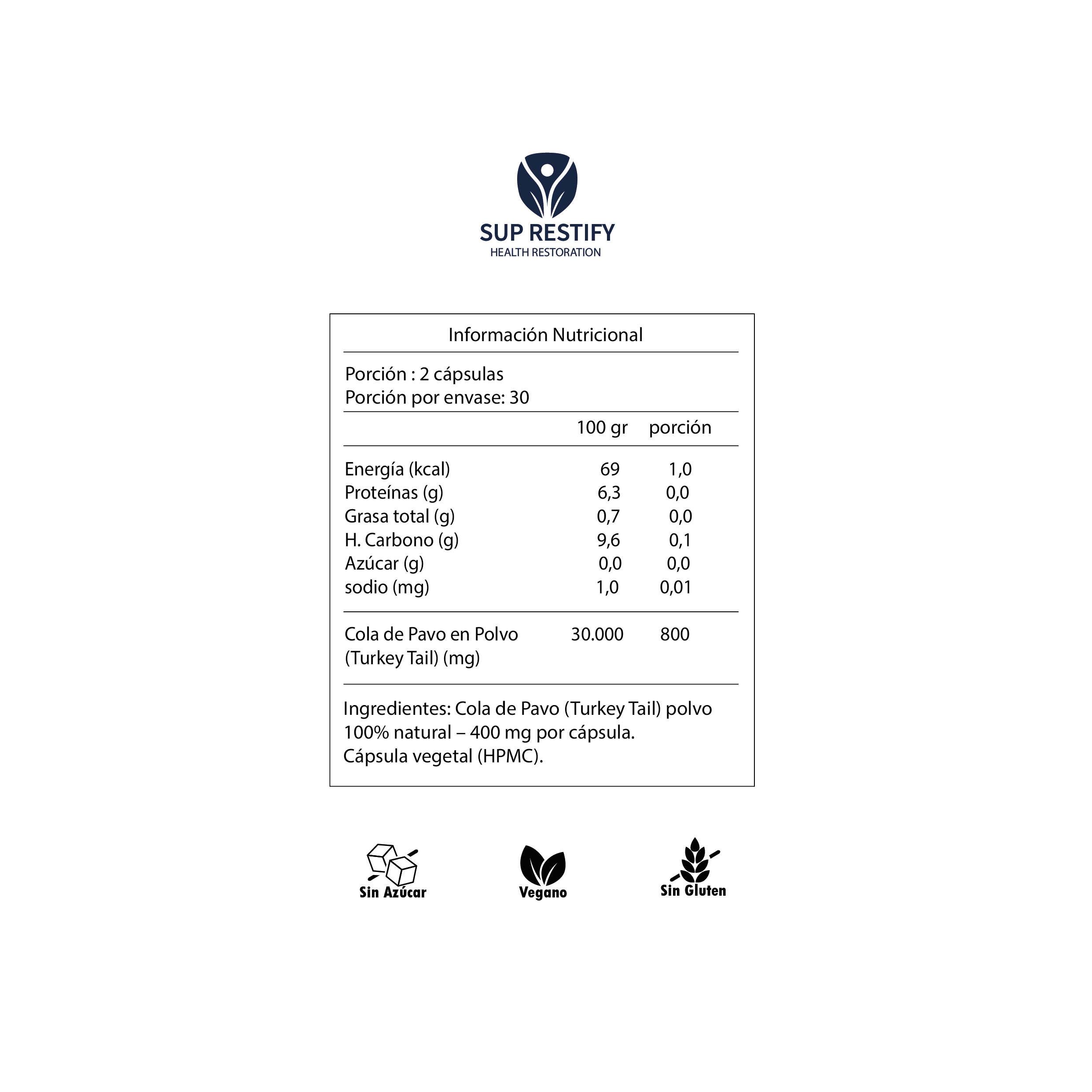 Cola de pavo - 60 cápsulas