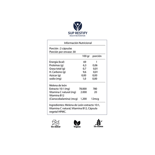 🧠 Melena de León - 60 cápsulas